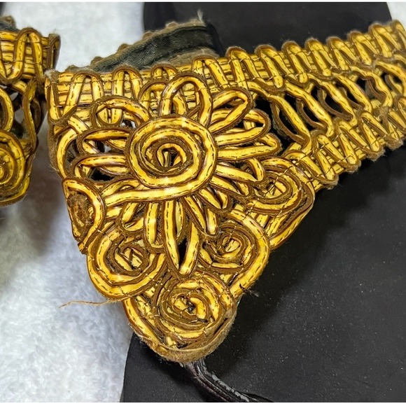 Yellow Box Brown Floral Woven Platform Thong Chunky Flip Flops Boho Y2K Size 8.5 - Picture 4 of 10